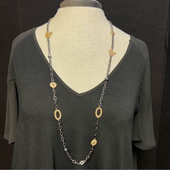 lia sophia Modesto Necklace NEW WITH TAG🏷 gun metal & gold tone - Picture 8 of 10